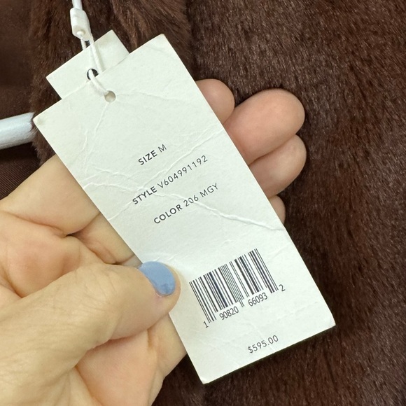 Vince Plush Long Coat in Mahogany. - Picture 12 of 14